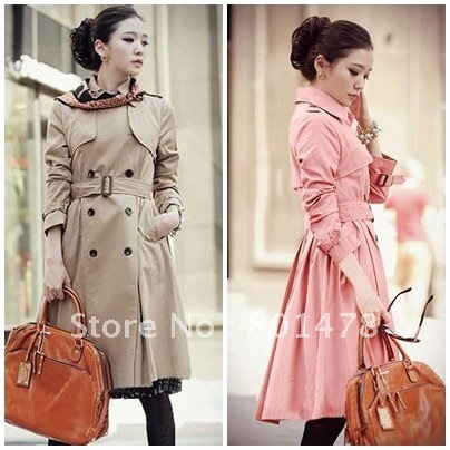 2012 spring and autumn medium-long noble slim double breasted trench outerwear women's plus size