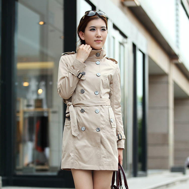 2012 spring and autumn medium-long trench outerwear overcoat ol stand collar slim formal women's