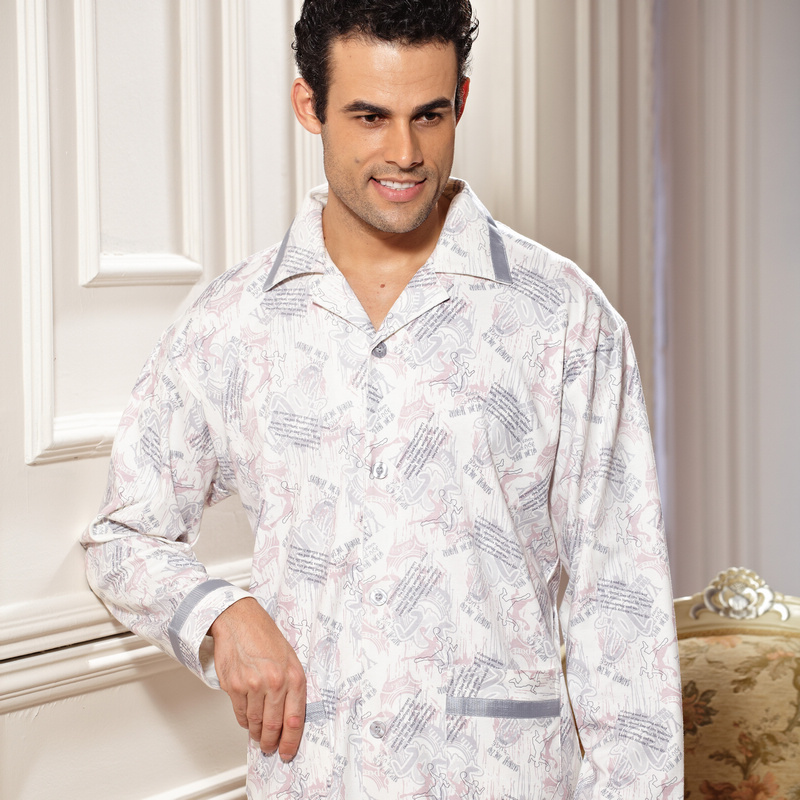 2012 spring and autumn men's knitted cotton long-sleeve sleep set lounge 6689