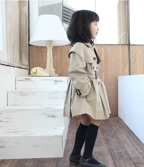 2012 Spring and autumn new arrival! Children's clothing girls' double breasted cape trench overcoat for free shipping