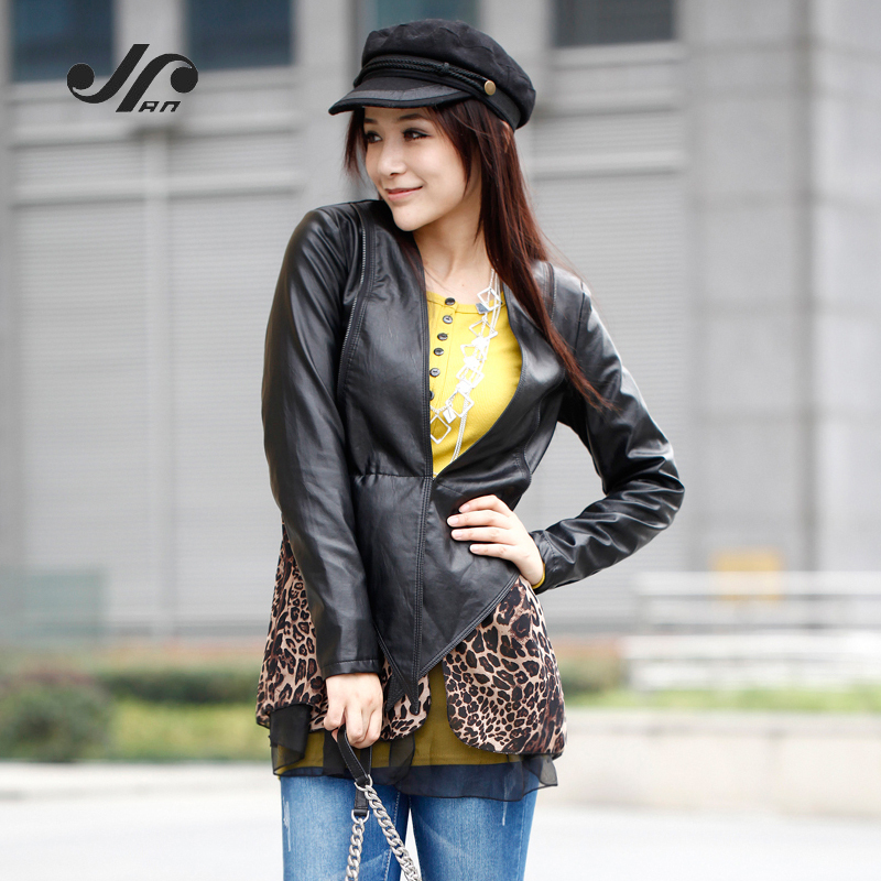 2012 spring and autumn new arrival women's motorcycle shoulder pads short design serpentine pattern coat faux leather clothing