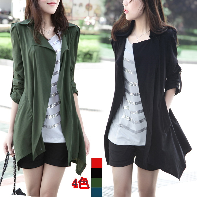 2012 spring and autumn outerwear women's medium-long plus size twinset casual clothing