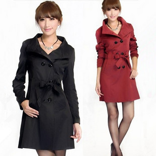 2012 spring and autumn plus size clothing plus size slim trench outerwear mm medium-long trench