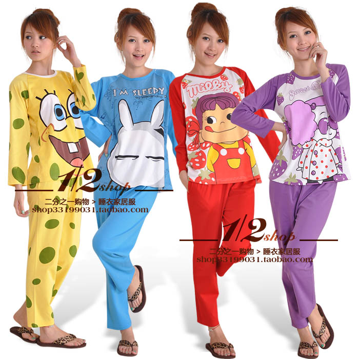 2012 spring and autumn sleepwear hot-selling cartoon women's cotton sleepwear lounge set 1190