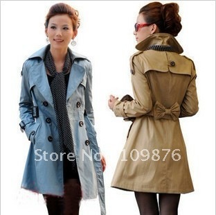 2012 spring and autumn slim double breasted trench outerwear long design trench female silk scarf 2310