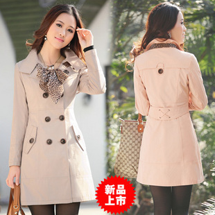 2012 spring and autumn slim ol casual elegant female trench overcoat outerwear Free Shipping