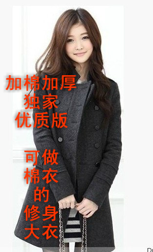 2012 spring and autumn vintage double breasted overcoat trench outerwear plus size plus cotton thickening female