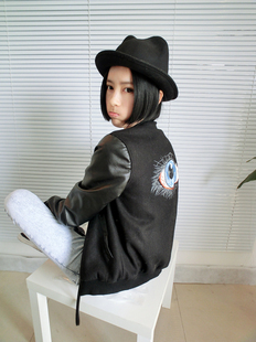 2012 spring and autumn Women patchwork leather casual stand collar baseball uniform jacket coat