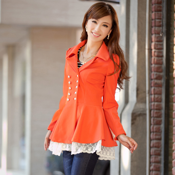 2012 spring and autumn women's double breasted lace skirt women's trench outerwear elegant trench female