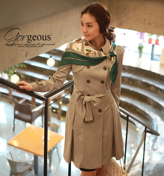 2012 spring and autumn women's double breasted slim skirt trench outerwear women's female women's female trench