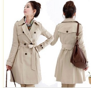 2012 spring and autumn women's large lapel medium-long trench classic bow casual outerwear double