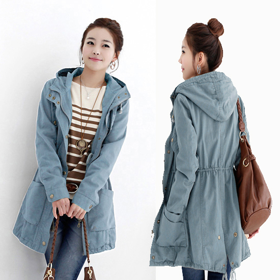 2012 spring and autumn women's long design casual women's outerwear long-sleeve slim autumn and winter hooded trench female