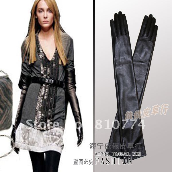 2012 spring and autumn women's long design genuine leather long gloves 40 - 60 women's thermal genuine leather gloves multicolor