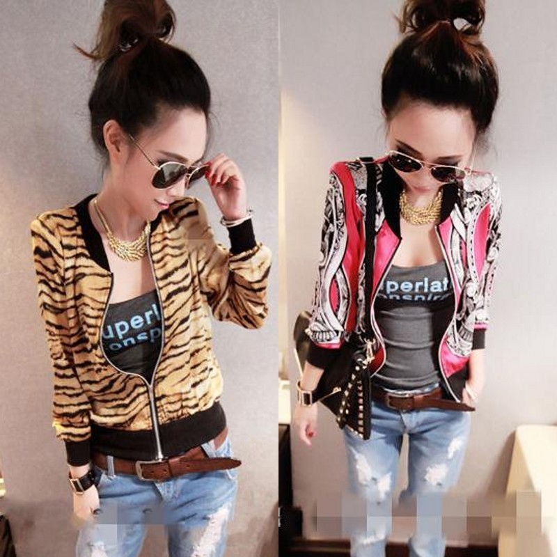 2012 spring and autumn women's new arrival long-sleeve zipper chiffon short jacket sexy leopard print cardigan pianbu coat