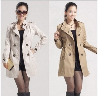 2012 spring and autumn women's slim double breasted trench casual women's long design autumn outerwear