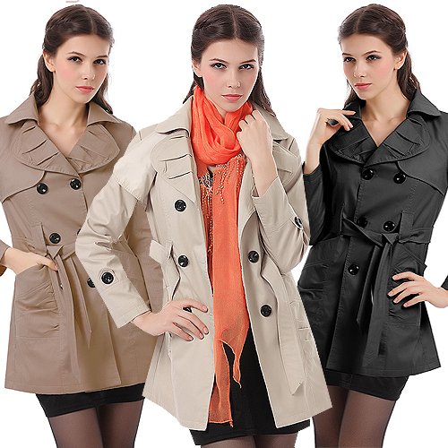 2012 spring and autumn women's trench outerwear female double breasted slim trench#M082