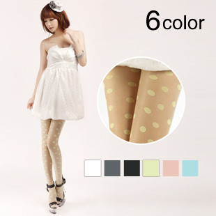 2012 spring and summer 15d ultra-thin large polka dot women's stockings Core-spun Yarn jacquard pantyhose
