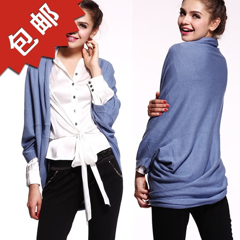 2012 spring and summer female cardigan long design shoulder width sweater plus size batwing shirt air conditioning outerwear A