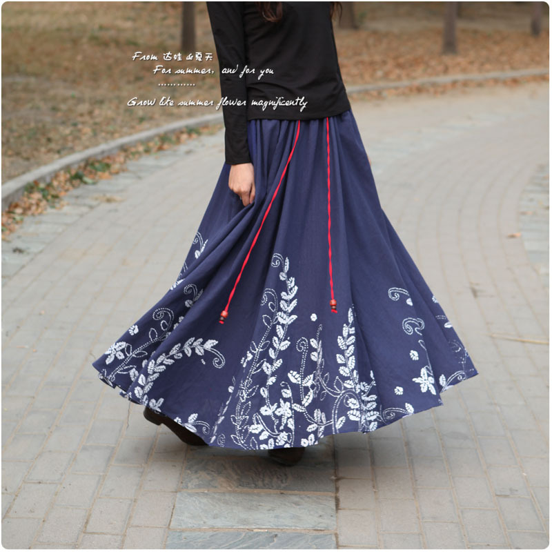 2012 spring and summer linen half-length full dress national trend skirt bohemia women's bust skirt Leather