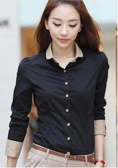 2012 spring and summer long-sleeve slim waist brief woman ol black shirt