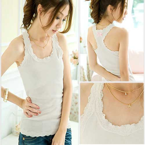 2012 spring and summer women's basic shirt solid color 100% cotton small vest tank basic vest 116