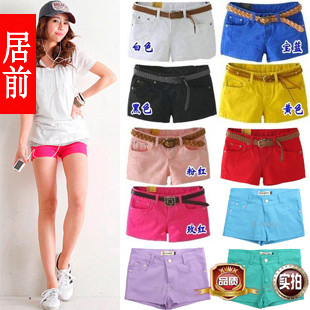 2012 spring and summer women's candy color all-match casual multicolour slim hip shorts tight shorts c9104 free shipping