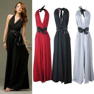 2012 spring and summer women's sexy bandage deep V-neck belt one piece trousers halter-neck jumpsuit skirt m1282