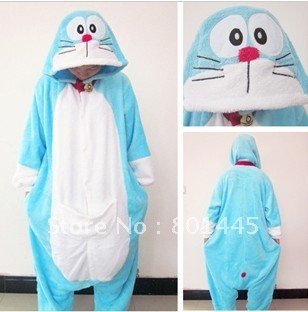 2012 Spring Autumn Doraemon design adult romper nonopnd one piece stretchy sleepers fleece for 120~185cm free shipping wholesale