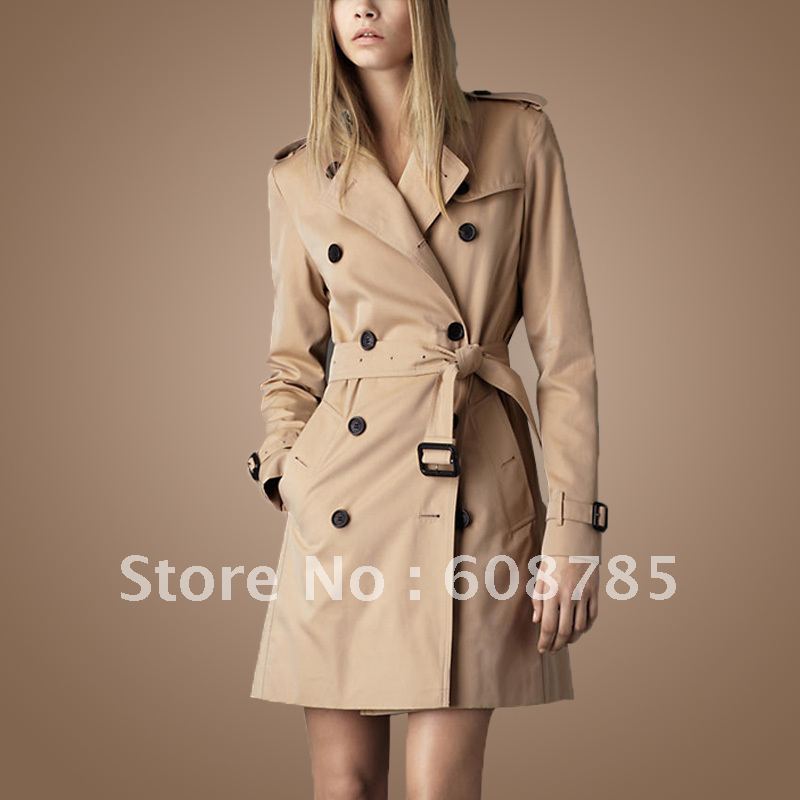 2012 spring autumn female outerwear medium-long turn-down collar long-sleeve women's windbreaker free shipping B0454