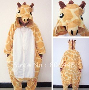 2012 Spring Autumn giraffe design adult romper nonopnd one piece stretchy sleepers polar fleece for 145~185cm free shipping