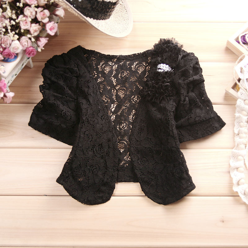 2012 spring  autumn women's all-match thin lace short-sleeve shrug cape puff sleeve coat