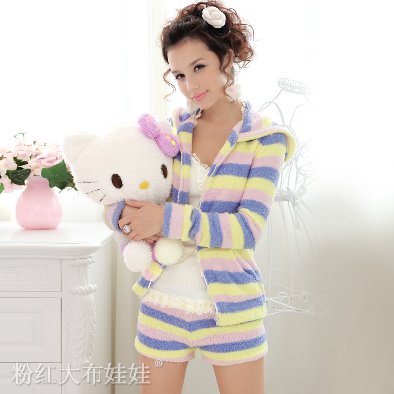 2012 spring casual comfortable multicolour stripe goatswool women's small shorts