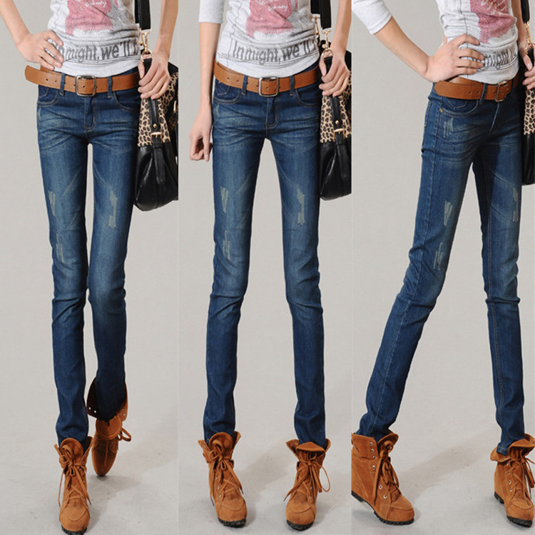 2012 spring ! cat wearing white casual pencil pants skinny pants jeans pants
