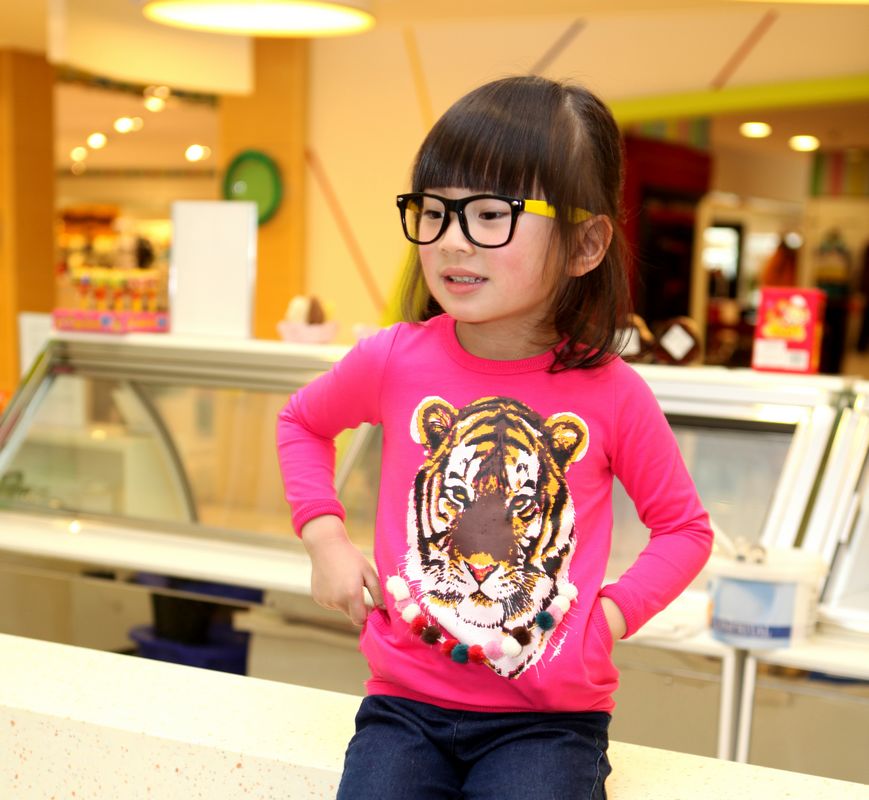 2012 spring child female child casual personality tiger candy wool sweatshirt outerwear y1215