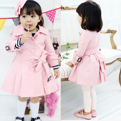 2012 spring children's clothing female child thickening trench outerwear trench dress overcoat