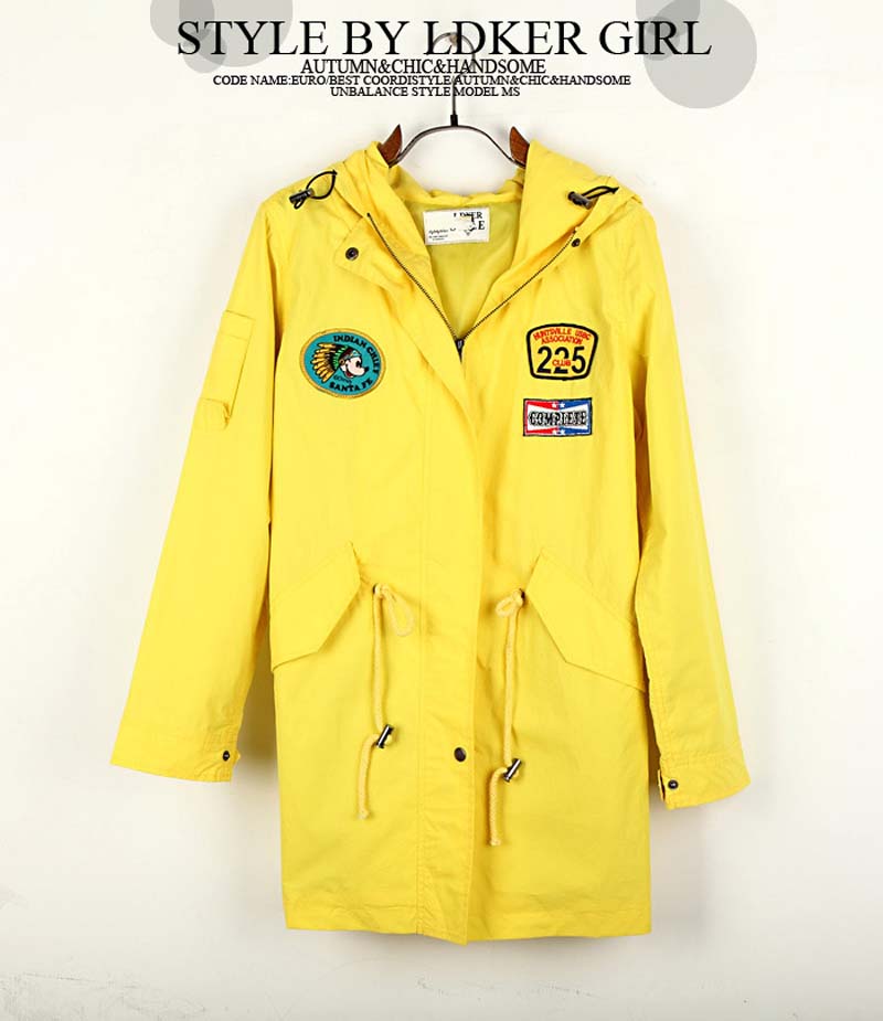 2012 spring clothes outerwear cartoon drawstring hooded trench outerwear