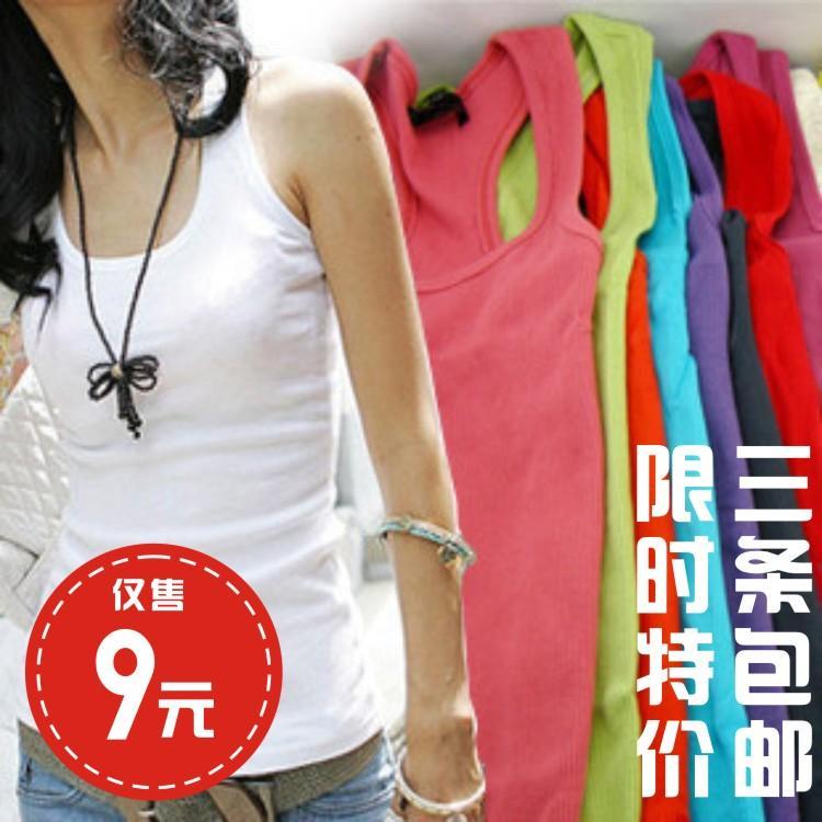 2012 spring coarse thread candy color women's tank basic long design