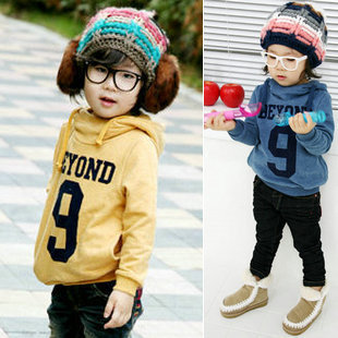 2012 spring digital 9 letter boys clothing girls clothing baby with a hood fleece sweatshirt outerwear