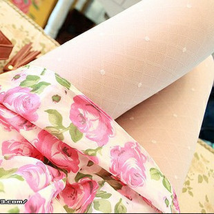 2012 spring elegant princess Women square grid four leaf grass jacquard pantyhose stockings 2
