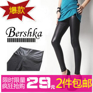 2012 spring fashion normic plus size high waist matte faux leather legging tight pants safety pants female Free shipping