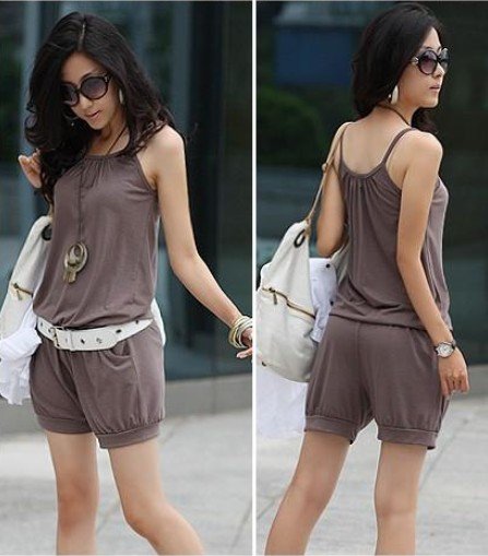 2012 spring fashion Sleeveless Lady strap short Jumpsuit casual rompers 3 colors free shiping