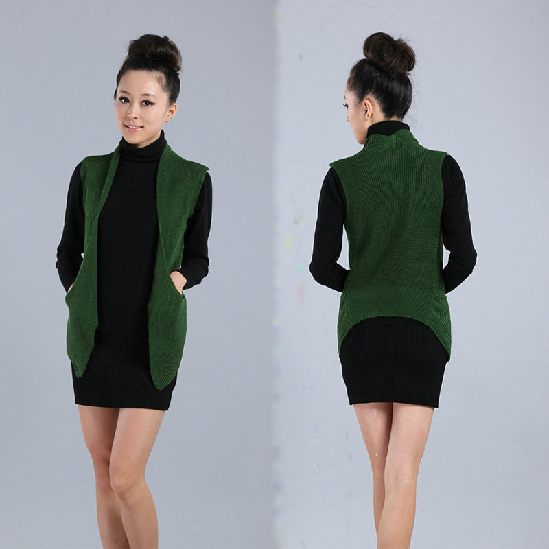 2012 spring female outerwear sweater solid color sleeveless waistcoat vest knitted sweater cardigan n018