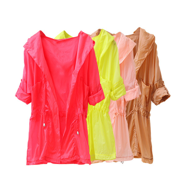 2012 spring fluorescent color light thin with a hood drawstring air conditioning shirt sun protection clothing ww2495