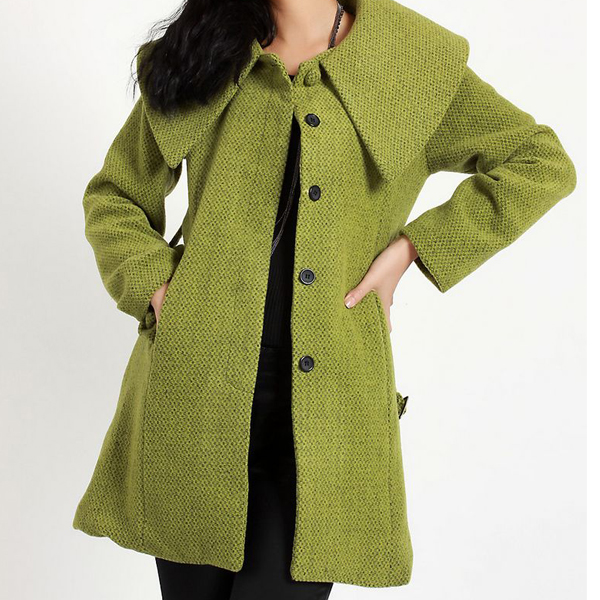 2012 spring high quality wool big o-neck elegant trench outerwear
