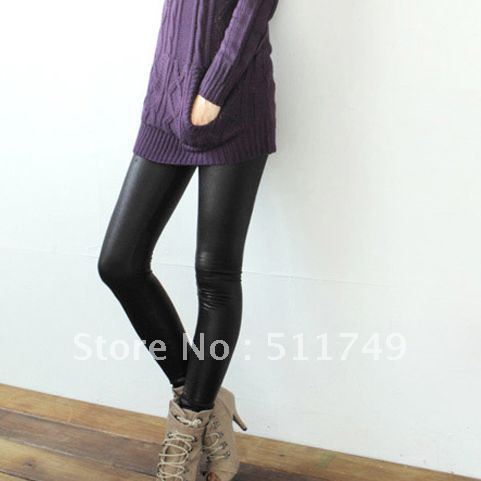 2012 spring legging fashion high waist slim hip leather ankle length trousers slim pencil pants female trousers