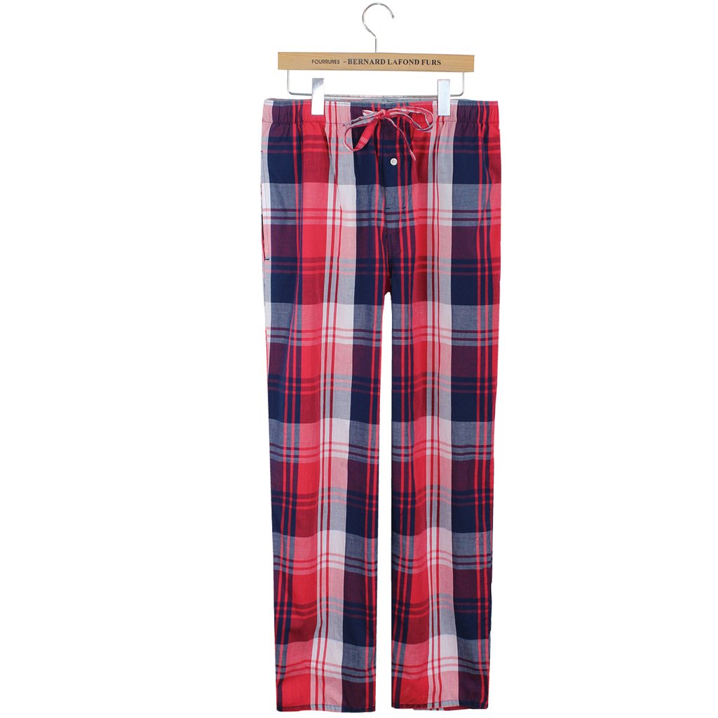 2012 spring Men cotton elastic lacing plaid comfortable lounge pants pajama pants - plus size available g5