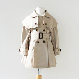 2012 spring new arrival female child double faced buckle trench overcoat outerwear top
