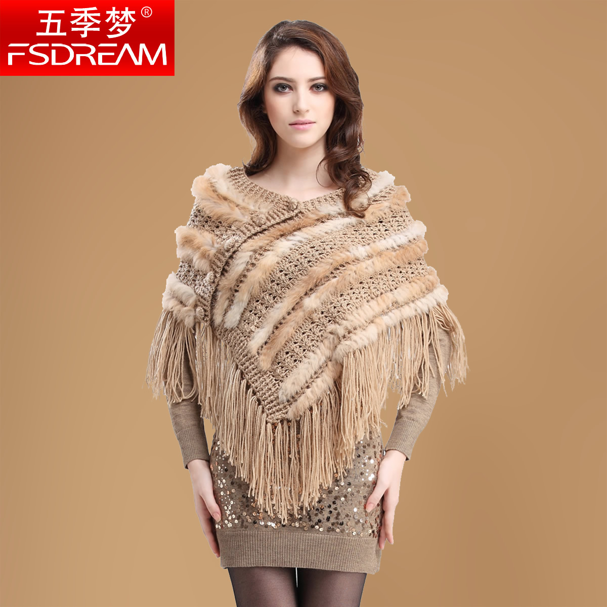 2012 spring new arrival personalized quality tassel rabbit fur shawl sweater p11083