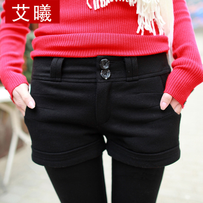 2012 spring plus size female trousers high waist shorts boot cut jeans woolen shorts