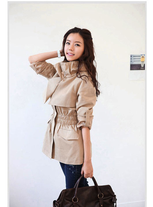 2012 spring solid color slim waist trench 264 lace dress